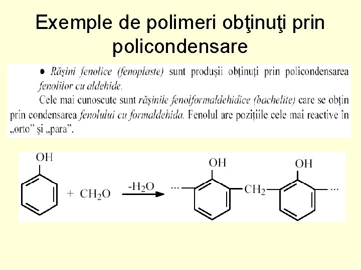 Exemple de polimeri obţinuţi prin policondensare 