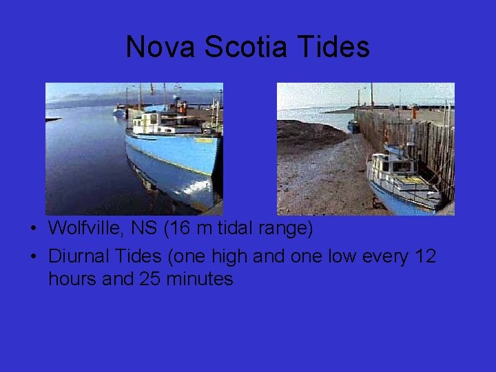 Nova Scotia Tides • Wolfville, NS (16 m tidal range) • Diurnal Tides (one