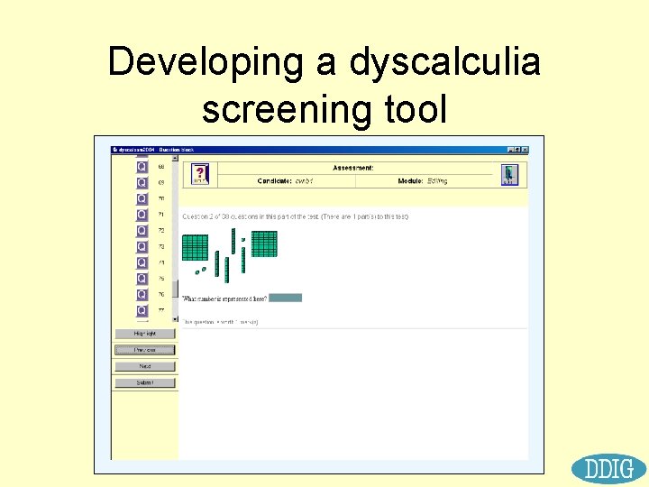 Developing a dyscalculia screening tool 