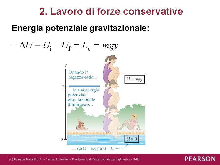 2. Lavoro di forze conservative Energia potenziale gravitazionale: – ΔU = Ui – Uf