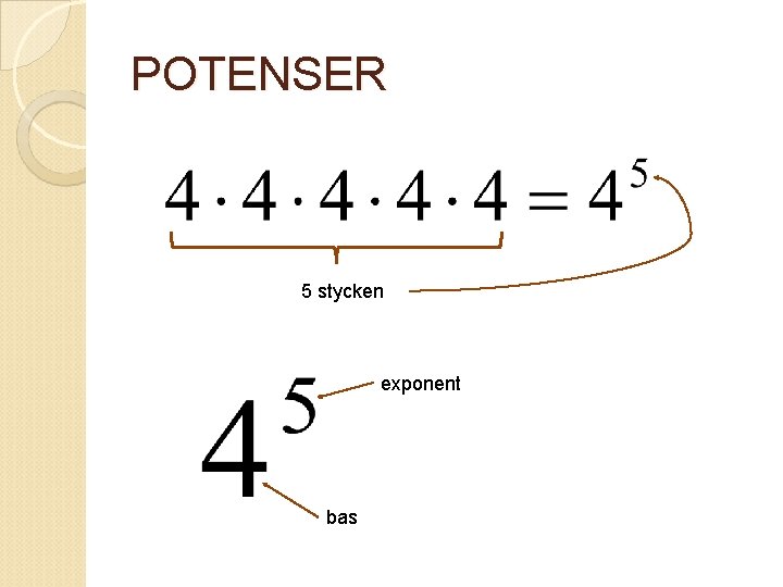 POTENSER 5 stycken exponent bas 