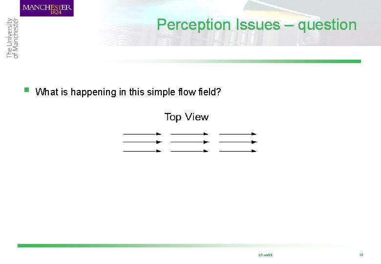 Perception Issues – question § What is happening in this simple flow field? 2