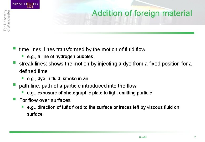 Addition of foreign material § § time lines: lines transformed by the motion of