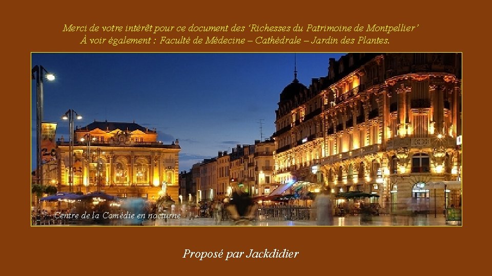 Merci de votre intérêt pour ce document des ‘Richesses du Patrimoine de Montpellier’ À