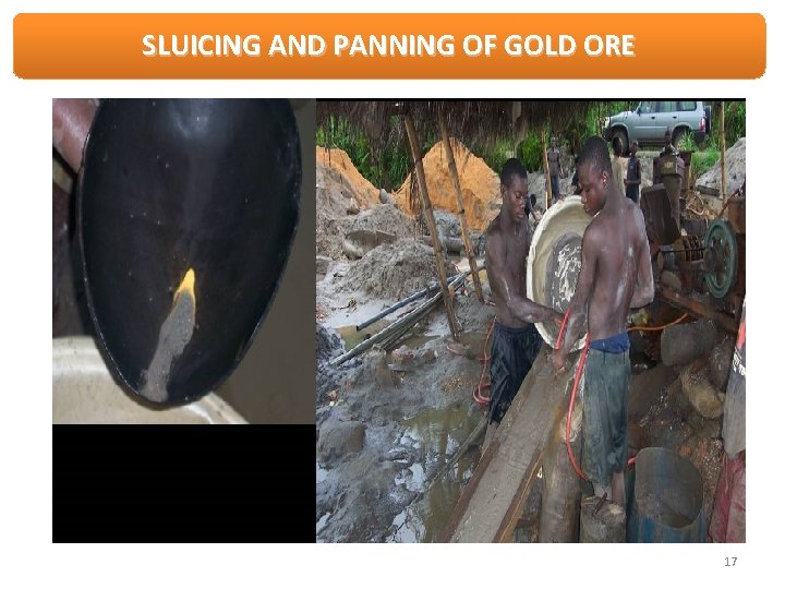 SLUICING AND PANNING OF GOLD ORE 17 