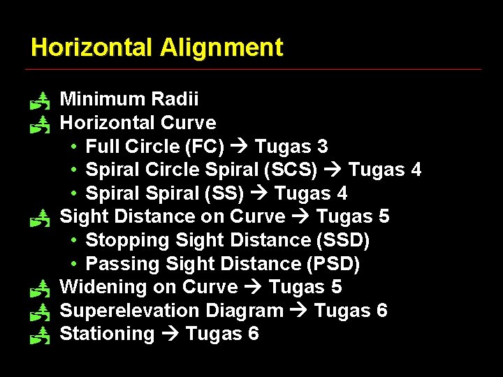 Horizontal Alignment P Minimum Radii P Horizontal Curve • Full Circle (FC) Tugas 3