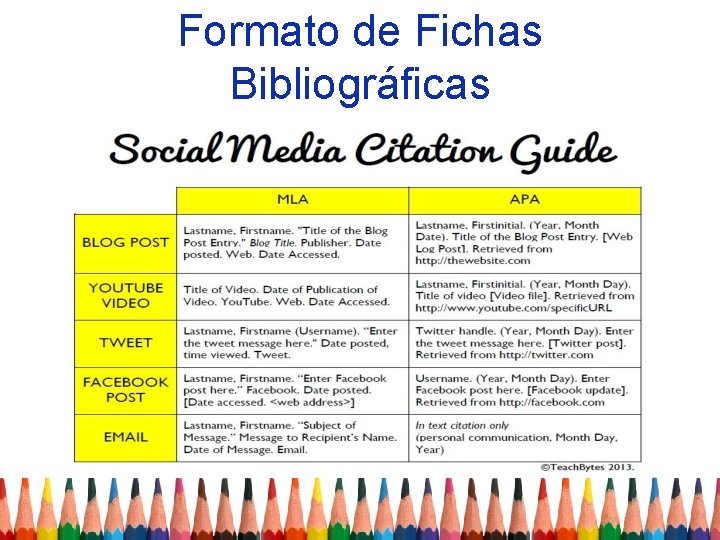 Formato de Fichas Bibliográficas 