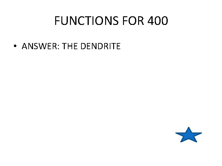 FUNCTIONS FOR 400 • ANSWER: THE DENDRITE 