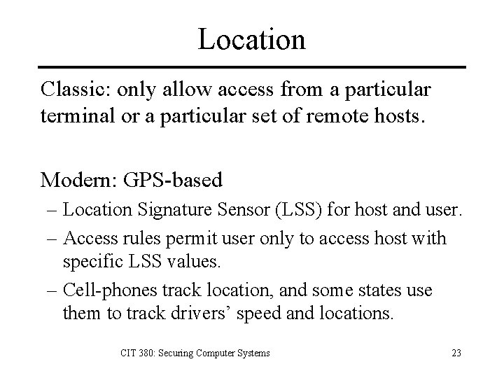 Location Classic: only allow access from a particular terminal or a particular set of