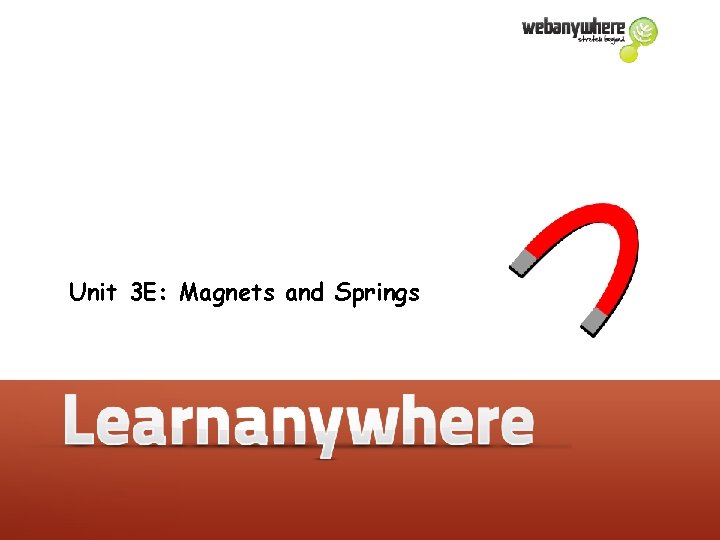 Unit 3 E: Magnets and Springs Unit 3 E: Magnets and Springs