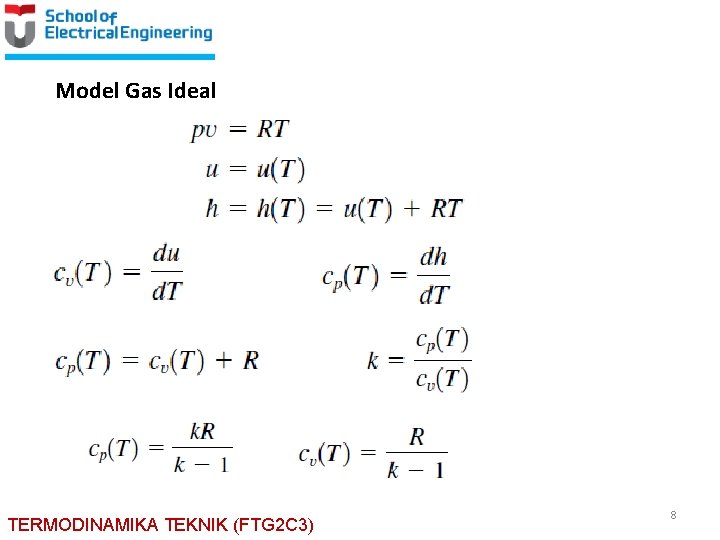 Model Gas Ideal TERMODINAMIKA TEKNIK (FTG 2 C 3) 8 