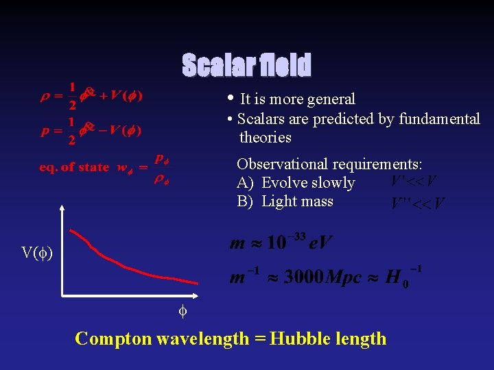 Scalar field • It is more general • Scalars are predicted by fundamental theories