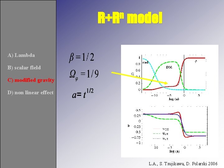 n R+R model A) Lambda B) scalar field C) modified gravity D) non linear