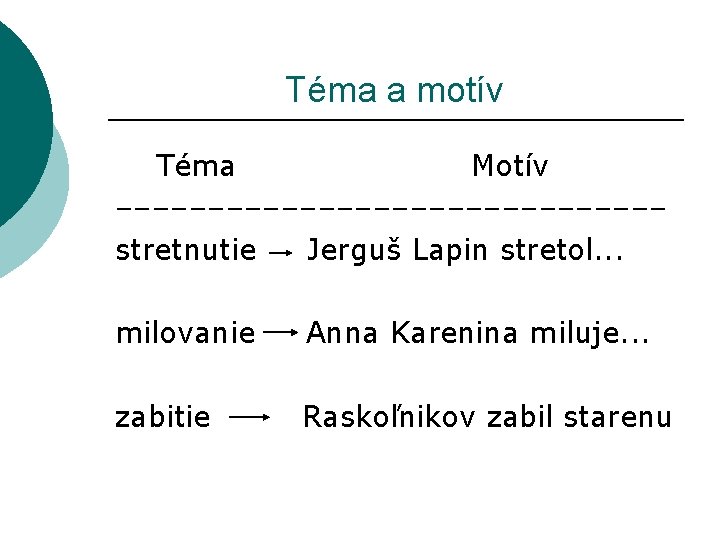 Téma a motív Téma Motív ––––––––––––––– stretnutie Jerguš Lapin stretol. . . milovanie Téma a motív Téma Motív ––––––––––––––– stretnutie Jerguš Lapin stretol. . . milovanie