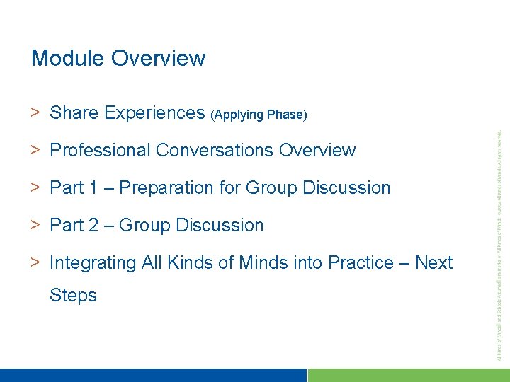 Module Overview > Share Experiences (Applying Phase) > Professional Conversations Overview > Part 1