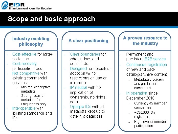 Scope and basic approach Industry enabling philosophy • • • Cost-effective for largescale use Scope and basic approach Industry enabling philosophy • • • Cost-effective for largescale use
