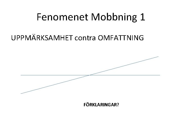 Fenomenet Mobbning 1 UPPMÄRKSAMHET contra OMFATTNING FÖRKLARINGAR? Fenomenet Mobbning 1 UPPMÄRKSAMHET contra OMFATTNING FÖRKLARINGAR?