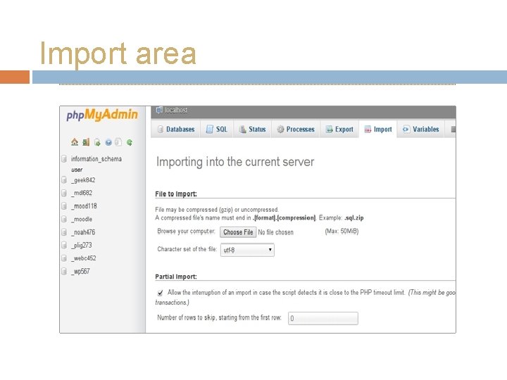 Import area 