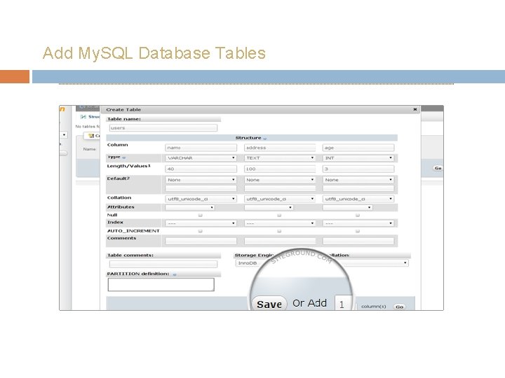 Add My. SQL Database Tables 