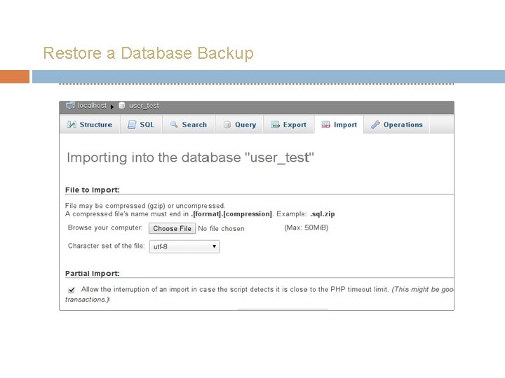 Restore a Database Backup 