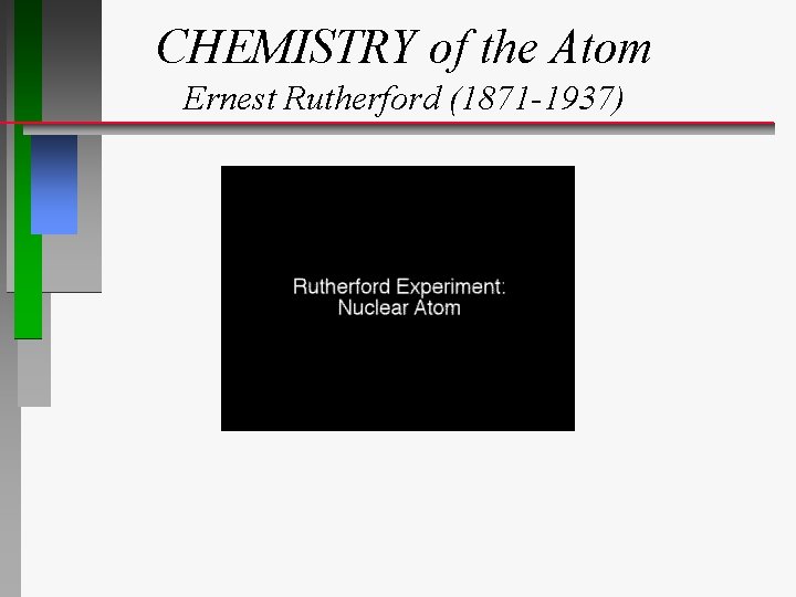 CHEMISTRY of the Atom Ernest Rutherford (1871 -1937) 
