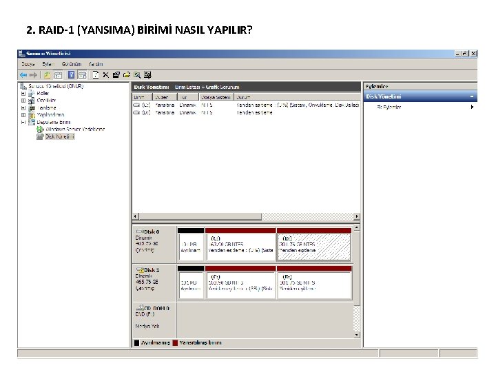 2. RAID-1 (YANSIMA) BİRİMİ NASIL YAPILIR? 