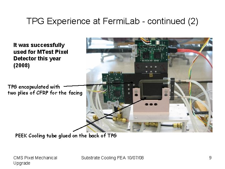 TPG Experience at Fermi. Lab - continued (2) It was successfully used for MTest TPG Experience at Fermi. Lab - continued (2) It was successfully used for MTest