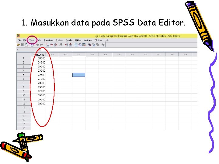 1. Masukkan data pada SPSS Data Editor. 