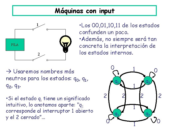 Máquinas con input 1 PILA 2 • Los 00, 01, 10, 11 de los