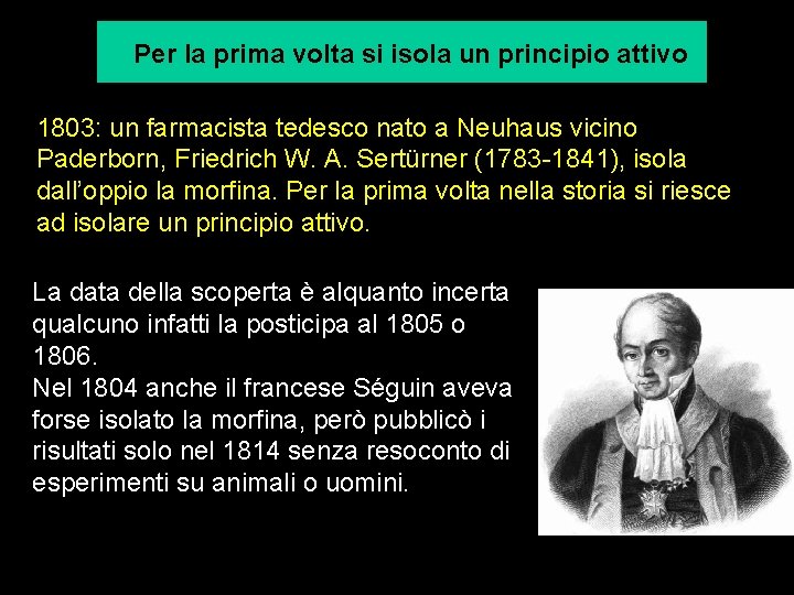 Per la prima volta si isola un principio attivo 1803: un farmacista tedesco nato