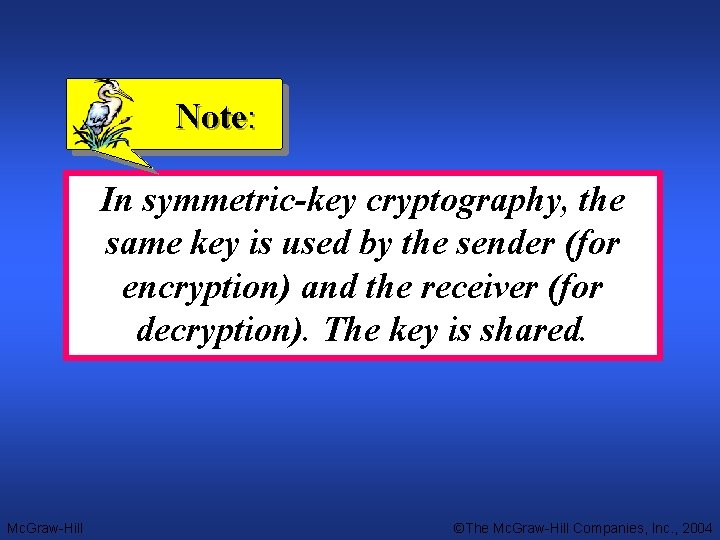 Note: In symmetric-key cryptography, the same key is used by the sender (for encryption)