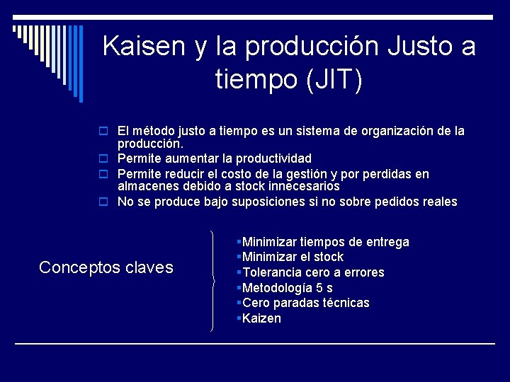 Kaisen y la producción Justo a tiempo (JIT) o El método justo a tiempo