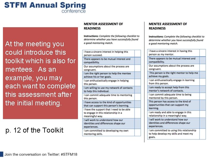 At the meeting you could introduce this toolkit which is also for mentees. As