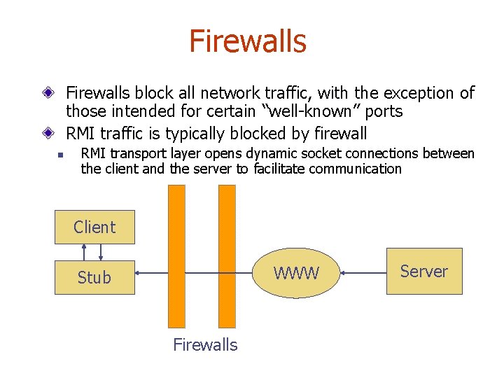 Firewalls block all network traffic, with the exception of those intended for certain “well-known”