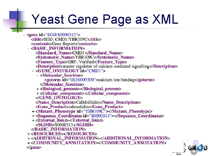 Yeast Gene Page as XML 