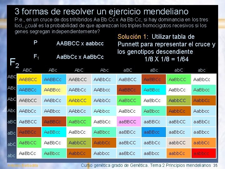 3 formas de resolver un ejercicio mendeliano P. e. , en un cruce de