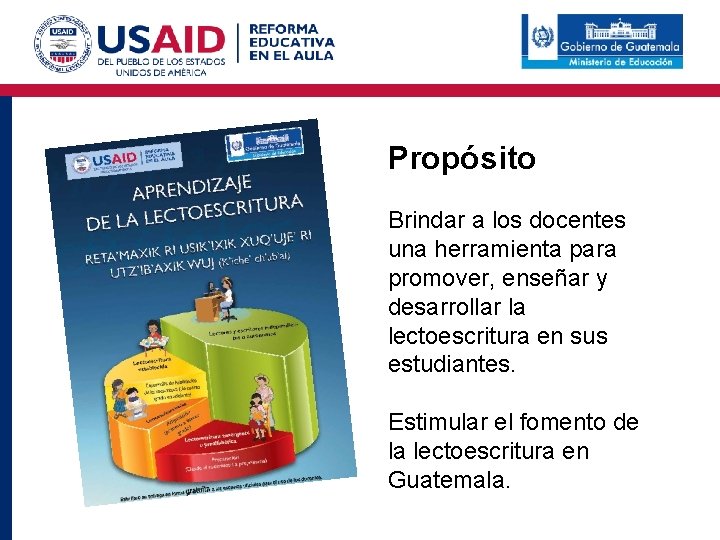 Propósito Brindar a los docentes una herramienta para promover, enseñar y desarrollar la lectoescritura