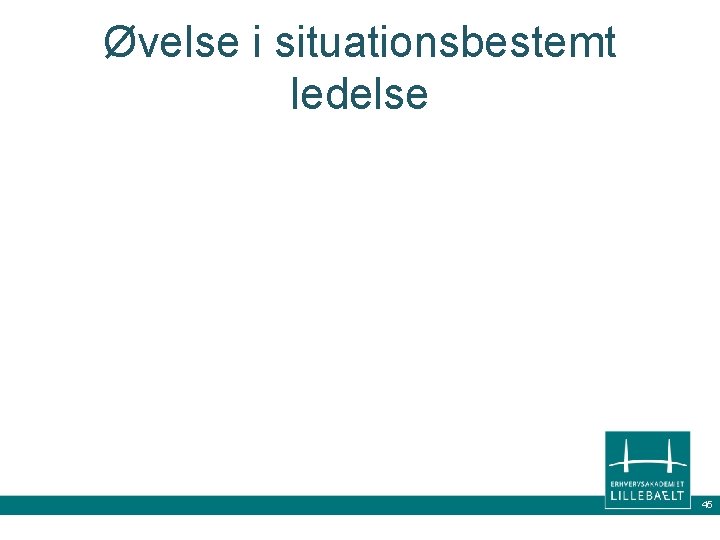 Øvelse i situationsbestemt ledelse 45 