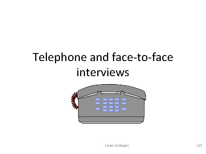Telephone and face-to-face interviews Career Strategies 120 Telephone and face-to-face interviews Career Strategies 120