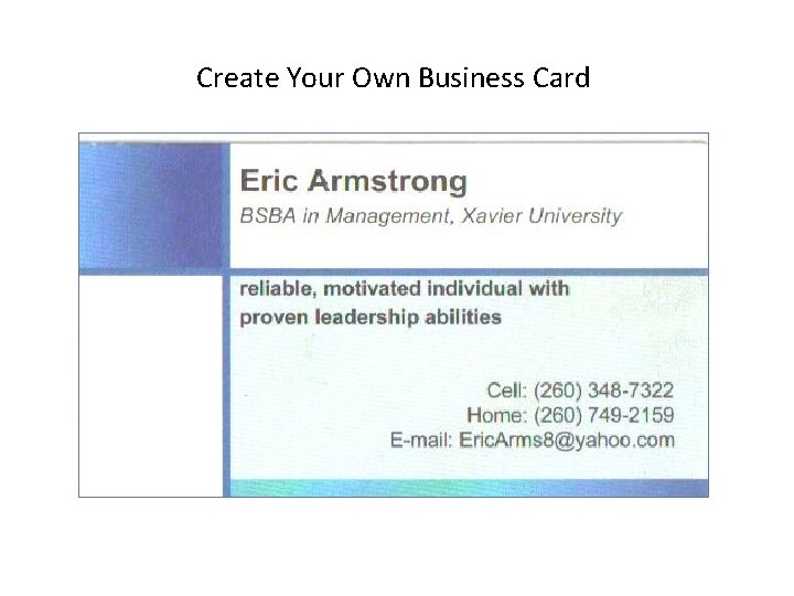 Create Your Own Business Card Create Your Own Business Card