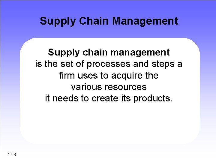 Supply Chain Management Supply chain management is the set of processes and steps a Supply Chain Management Supply chain management is the set of processes and steps a