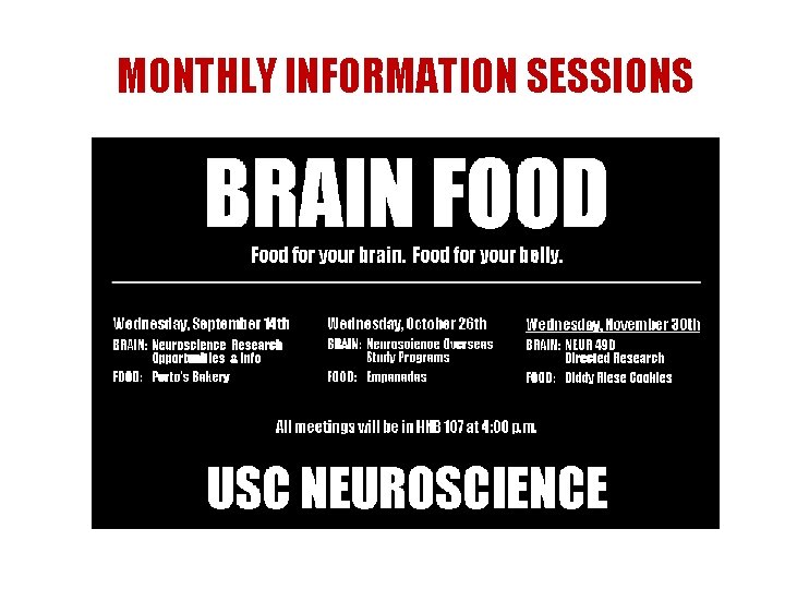 MONTHLY INFORMATION SESSIONS 