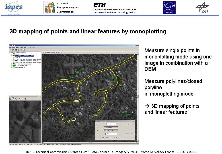 Institute of Photogrammetry and Geo. Information 3 D mapping of points and linear features Institute of Photogrammetry and Geo. Information 3 D mapping of points and linear features