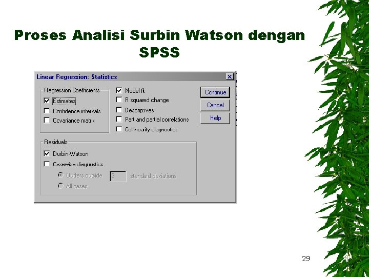 Proses Analisi Surbin Watson dengan SPSS 29 