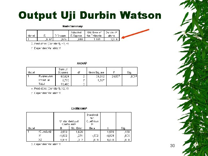 Output Uji Durbin Watson 30 
