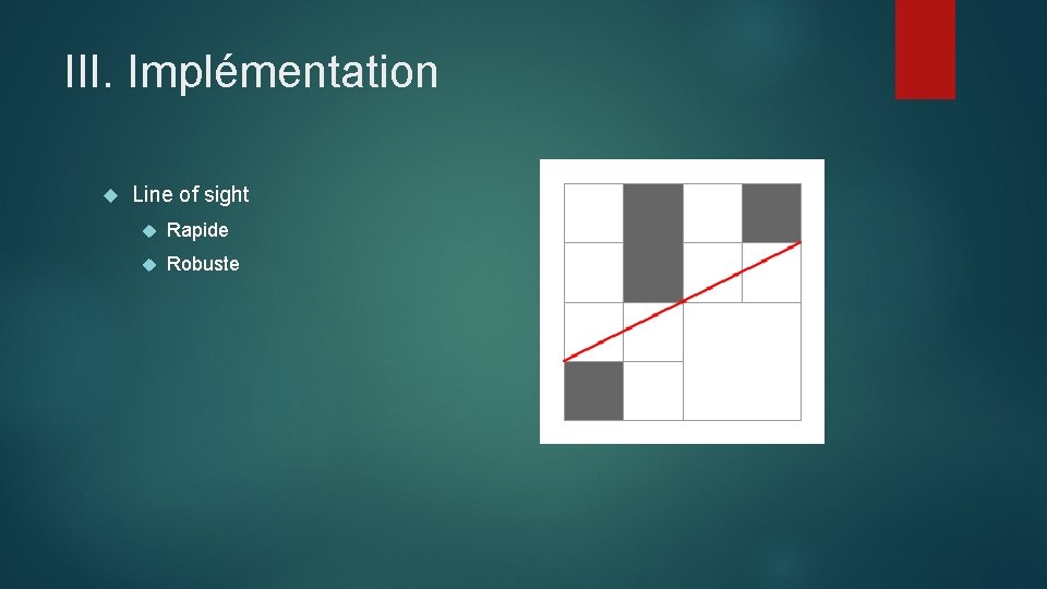 III. Implémentation Line of sight Rapide Robuste 