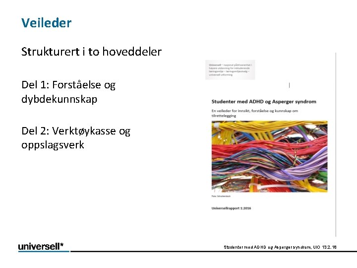 Veileder Strukturert i to hoveddeler Del 1: Forståelse og dybdekunnskap Del 2: Verktøykasse og