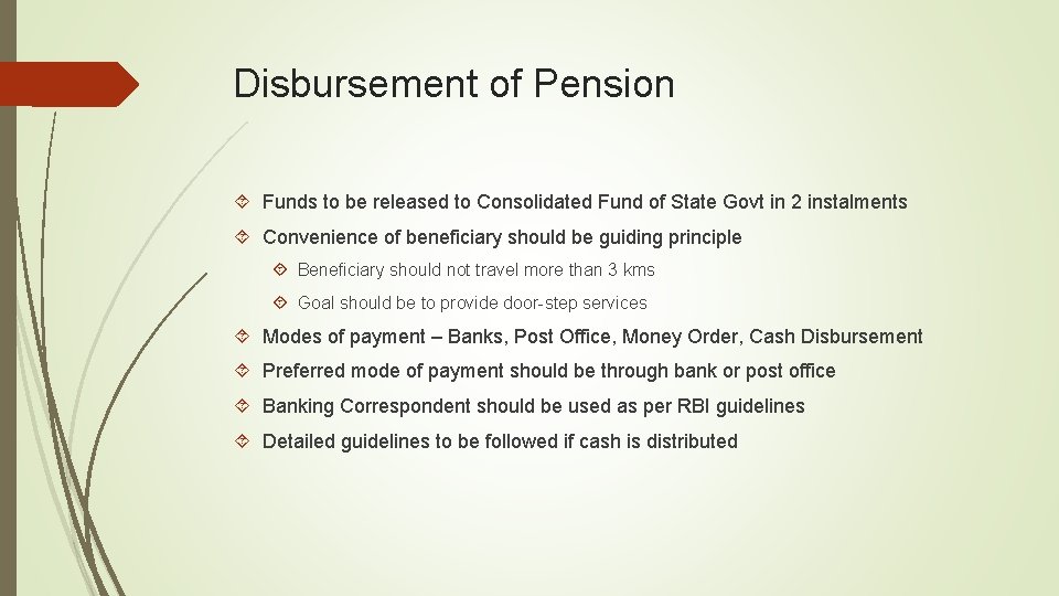 Disbursement of Pension Funds to be released to Consolidated Fund of State Govt in