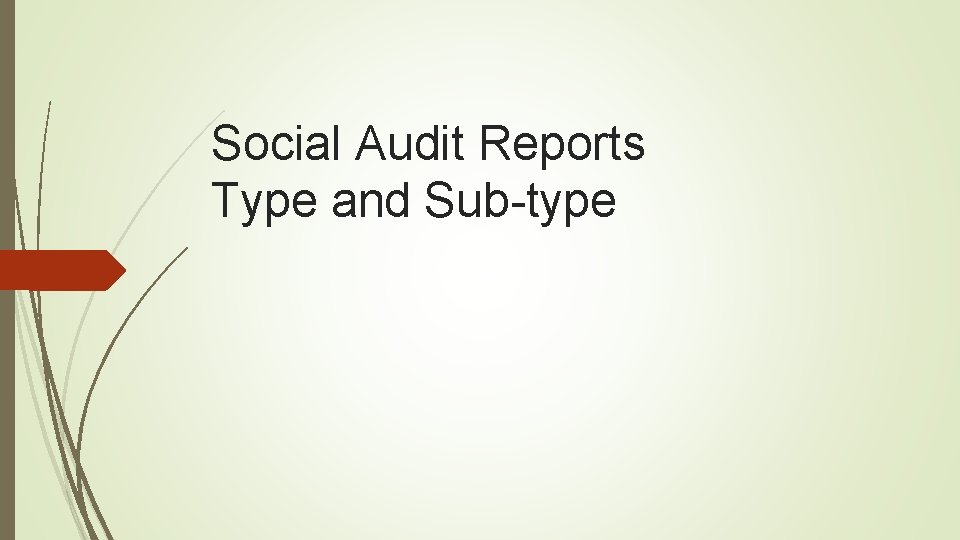 Social Audit Reports Type and Sub-type 