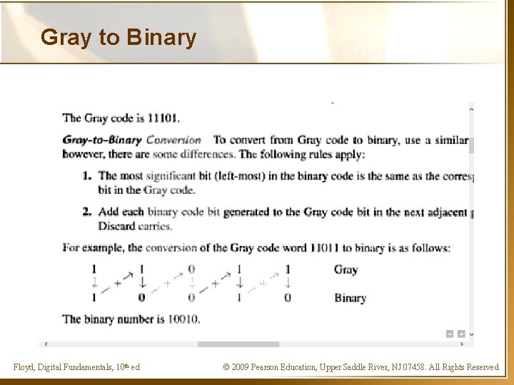 Gray to Binary Floyd, Digital Fundamentals, 10 th ed © 2009 Pearson Education, Upper